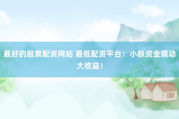 最好的股票配资网站 最低配资平台：小额资金撬动大收益！